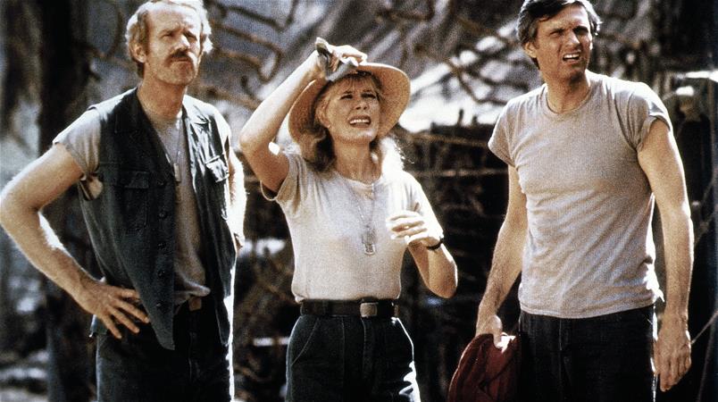Mike Farrell, Loretta Swit und Alan Alda am Set der Serie «M*A*S*H» im Jahr 1983.