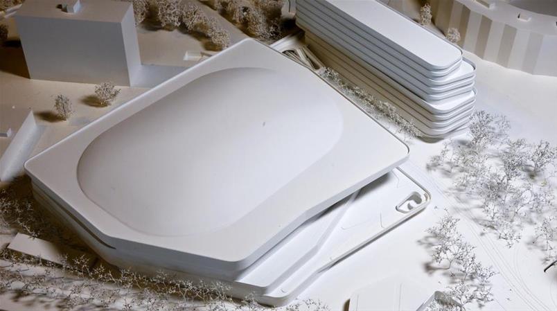 La maquette du projet "Nid des aigles" représente la nouvelle patinoire du Trefle-Blanc.